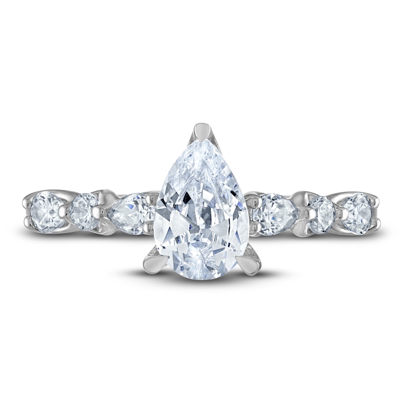 Main Image 3 of Certified Diamond Engagement Ring 1-3/8 ct tw Round /Pear 14K White Gold