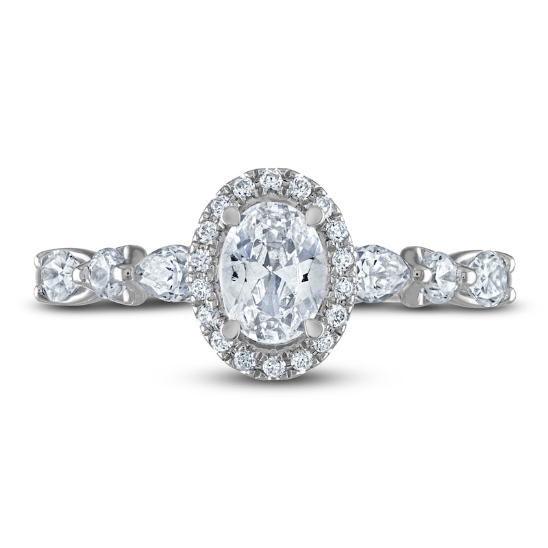 Main Image 3 of Certified Diamond Engagement Ring 1 ct tw Oval/Round /Pear 14K White Gold