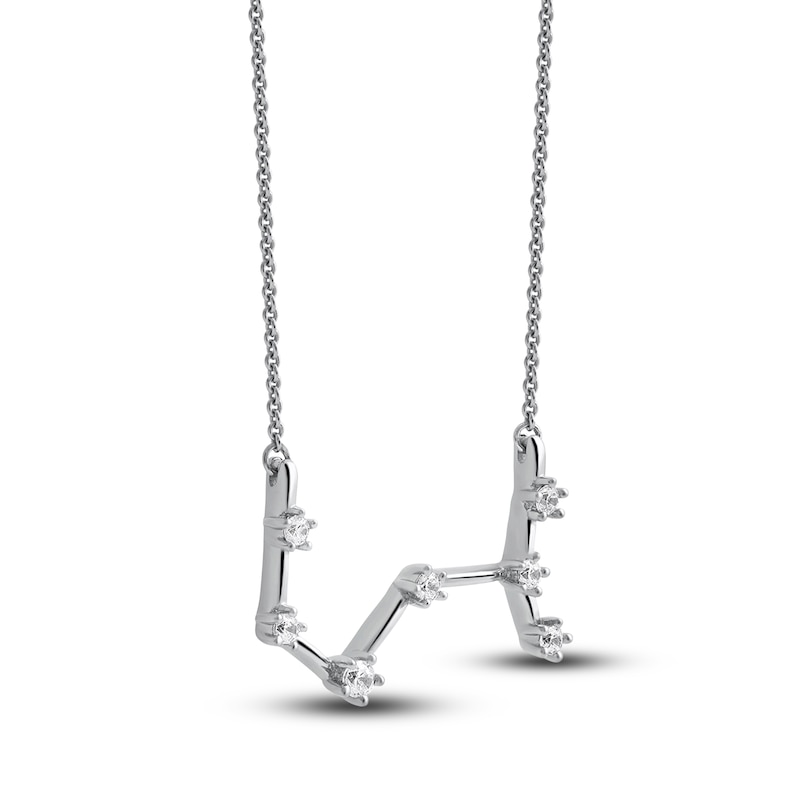 Main Image 2 of Diamond Scorpio Constellation Necklace 1/6 ct tw Round 14K White Gold