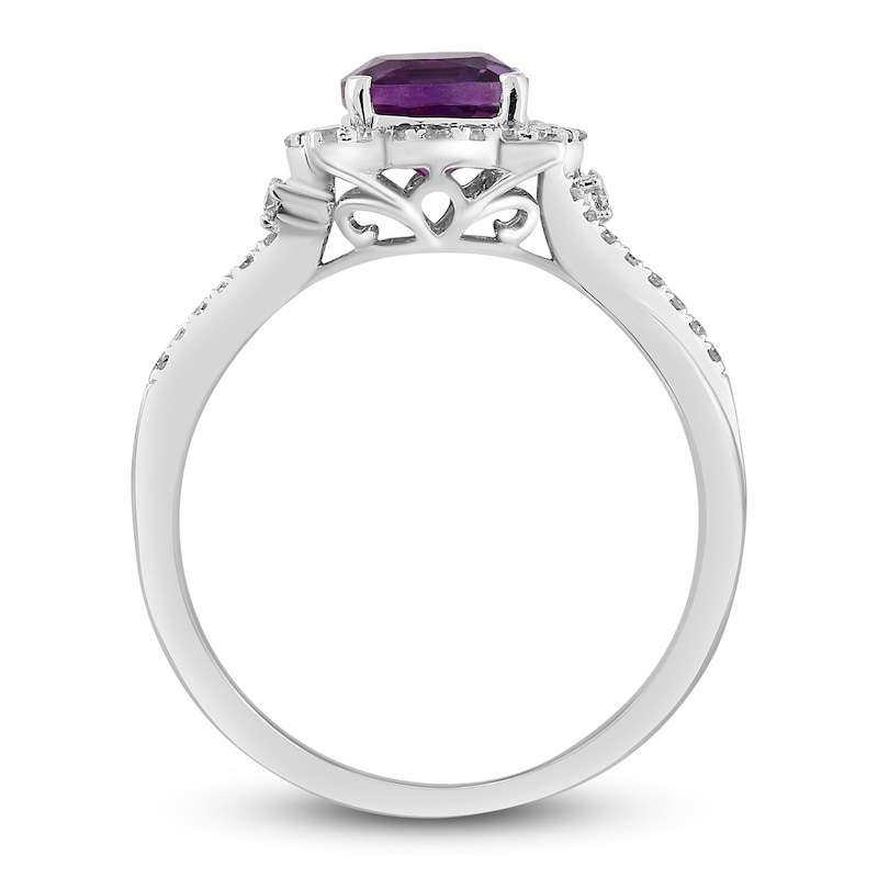 Natural Amethyst Engagement Ring 1/5 ct tw Diamonds 14K White Gold