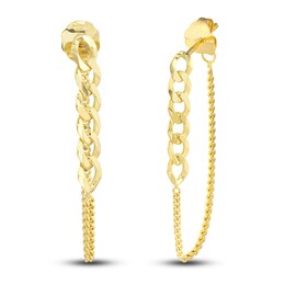 Curb Chain Drop Earrings 14K Yellow Gold