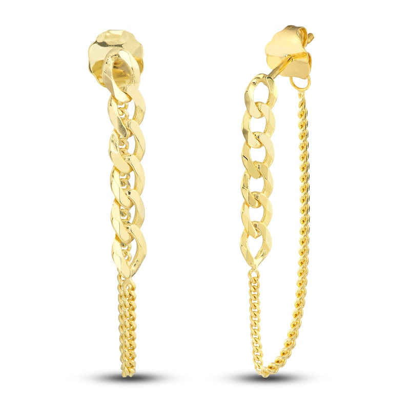 Curb Chain Drop Earrings 14K Yellow Gold