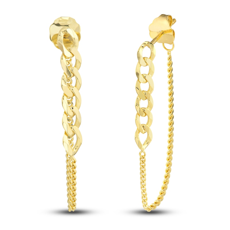Main Image 1 of Curb Chain Drop Earrings 14K Yellow Gold