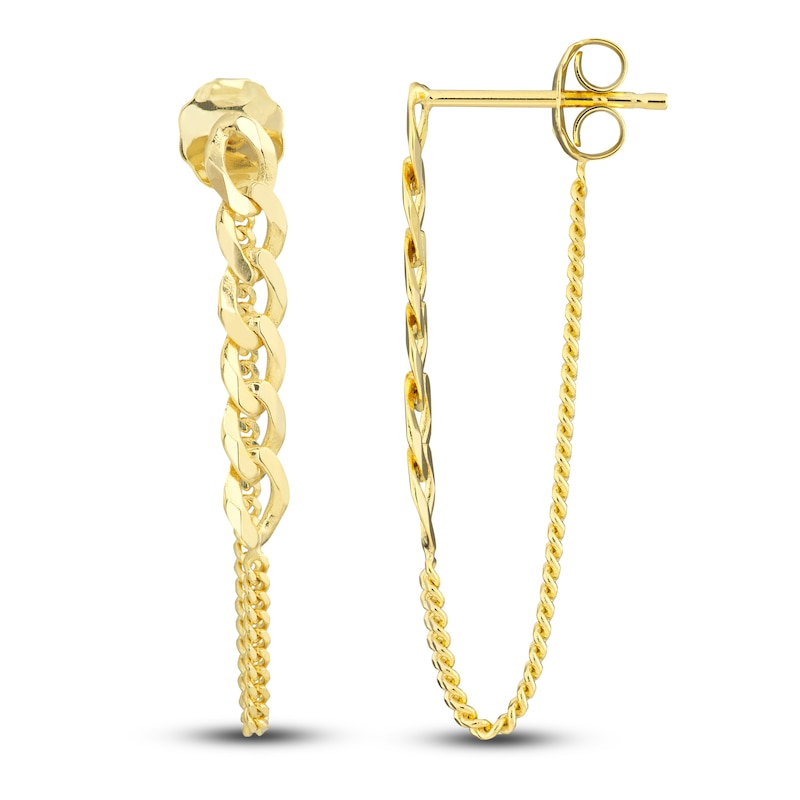 Main Image 2 of Curb Chain Drop Earrings 14K Yellow Gold