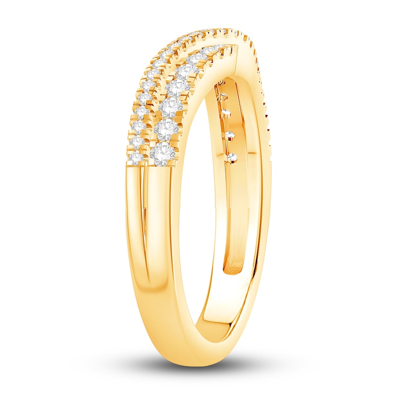 Main Image 2 of Diamond Cross Contour Anniversary Band 1/3 ct tw Round 14K Yellow Gold