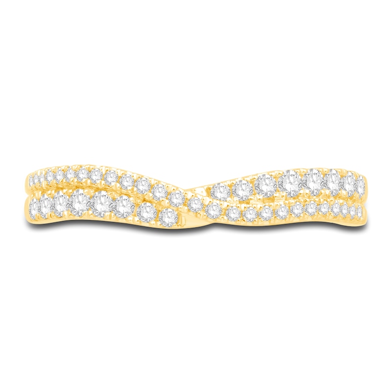 Main Image 3 of Diamond Cross Contour Anniversary Band 1/3 ct tw Round 14K Yellow Gold