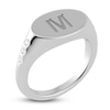 Thumbnail Image 2 of Juliette Maison Diamond Engravable Initial Signet Ring 1/8 ct tw Round 10K White Gold