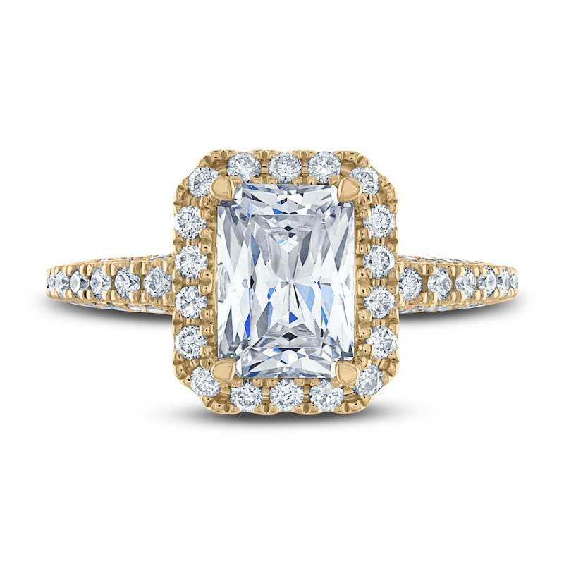 Vera Wang WISH Diamond Engagement Ring 2-3/4 ct tw Emerald/Round 18K Yellow Gold