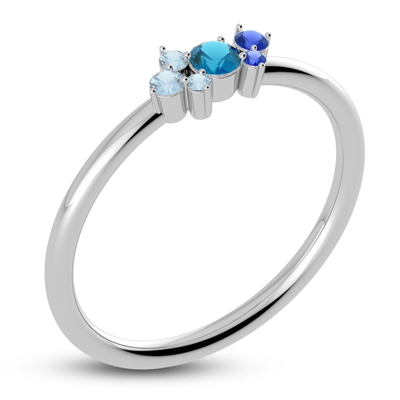 Main Image 2 of Juliette Maison Natural Aquamarine, Blue Zircon. Blue Sapphire Constellation Ring 10K White Gold