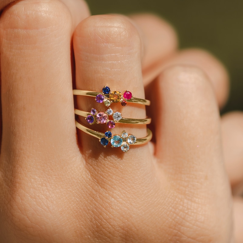 Main Image 5 of Juliette Maison Natural Aquamarine, Blue Zircon. Blue Sapphire Constellation Ring 10K White Gold