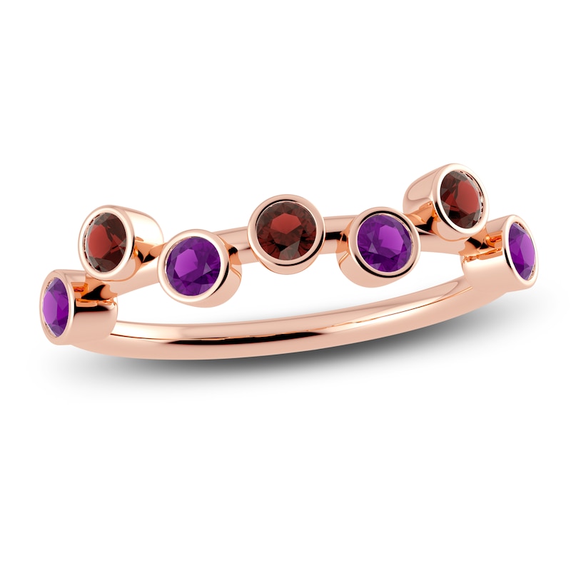Main Image 1 of Juliette Maison Natural Garnet & Natural Amethyst Ring 10K Rose Gold