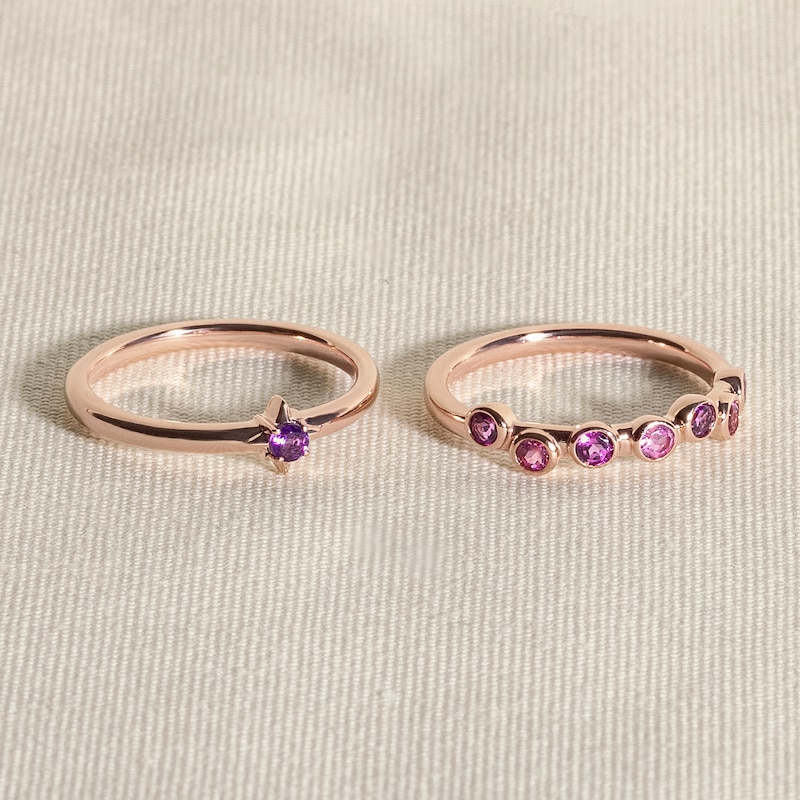 Main Image 4 of Juliette Maison Natural Garnet & Natural Amethyst Ring 10K Rose Gold