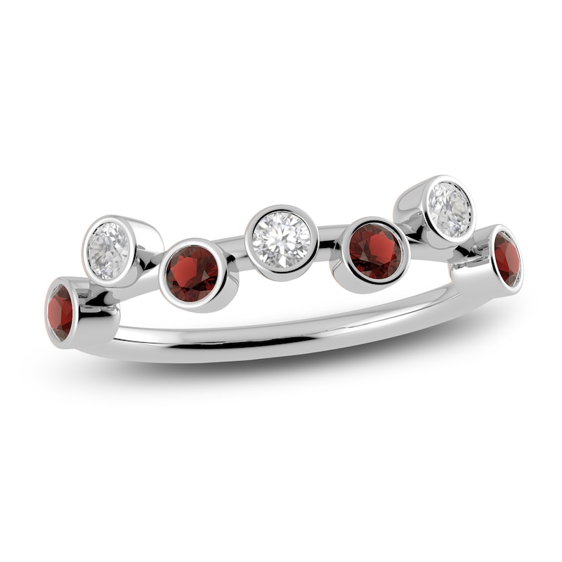 Main Image 1 of Juliette Maison Natural White Sapphire & Natural Garnet Ring 10K White Gold