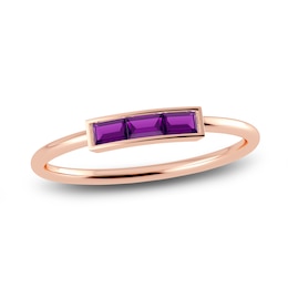 Juliette Maison Natural Amethyst Baguette Bar Ring 10K Rose Gold