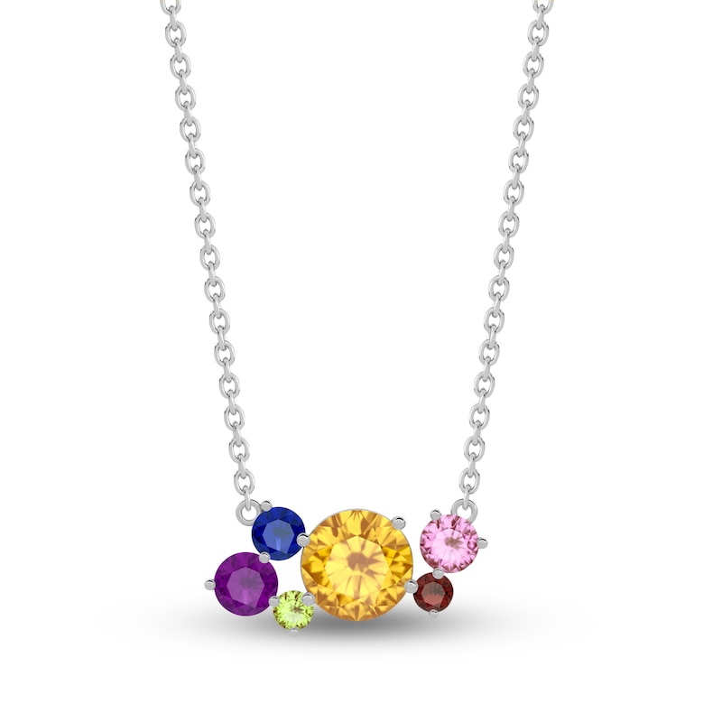 Main Image 1 of Juliette Maison Natural Multi-Gemstone Constellation Necklace 10K White Gold