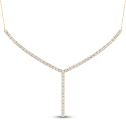 Lab-Created Diamond Lariat Necklace 5 ct tw Round 14K Yellow Gold 18&quot;