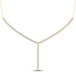 Lab-Grown Diamond Lariat Necklace 5 ct tw Round 14K Yellow Gold 18"