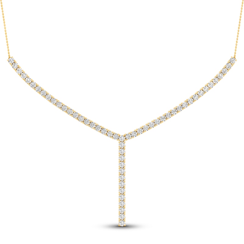 14K Yellow Gold V-Shaped Diamond Necklace