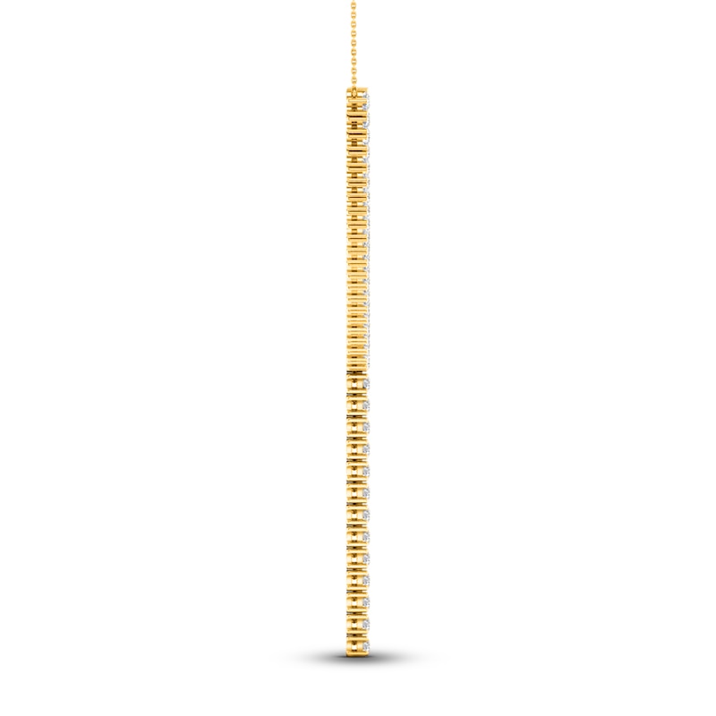 Main Image 3 of Lab-Grown Diamond Lariat Necklace 5 ct tw Round 14K Yellow Gold 18"