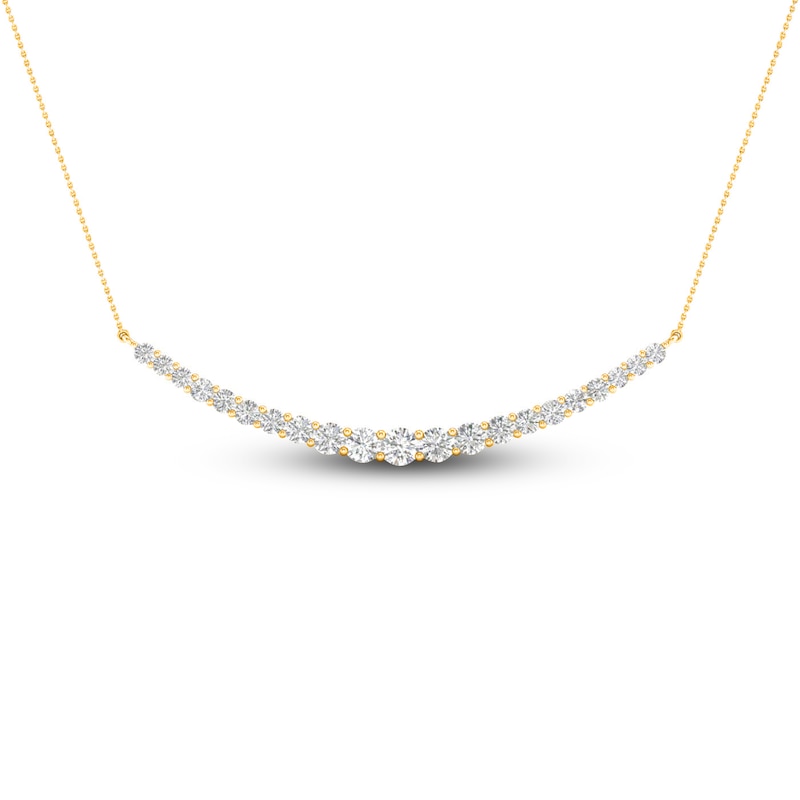 Main Image 1 of Lab-Grown Diamond Smile Necklace 2 ct tw Round 14K Yellow Gold 18"
