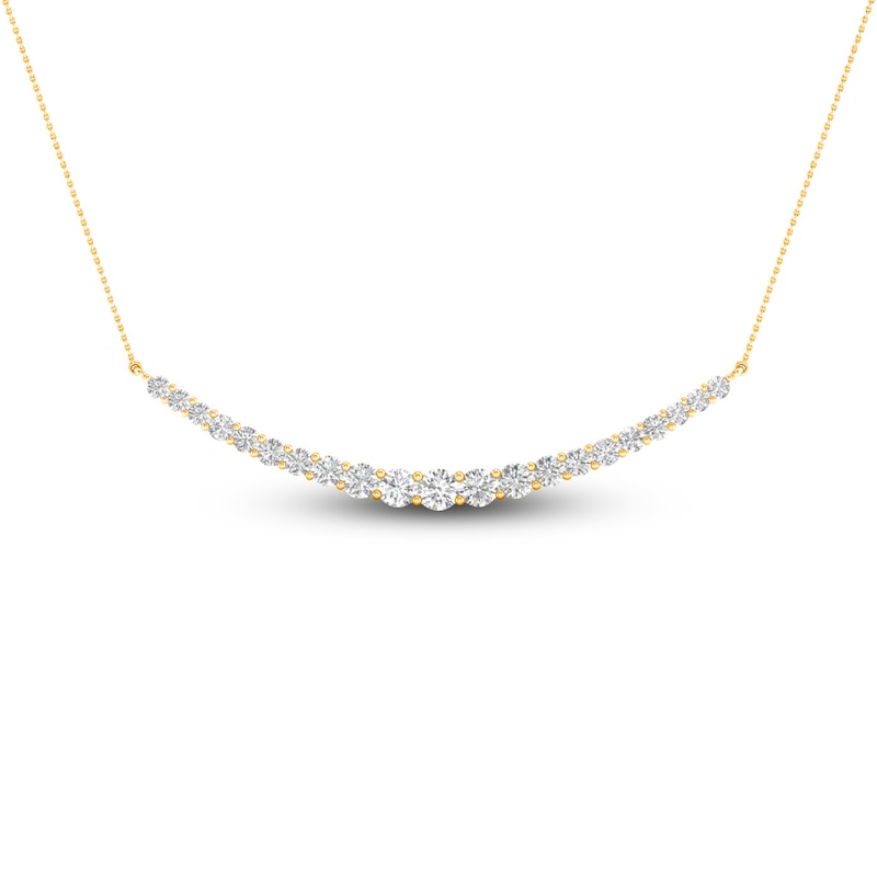 Lab-Created Diamond Smile Necklace 2 ct tw Round 14K Yellow Gold 18"