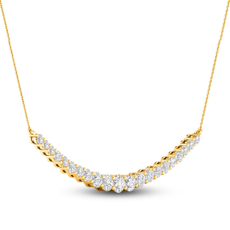 Lab-Created Diamond Smile Necklace 2 ct tw Round 14K Yellow Gold 18"