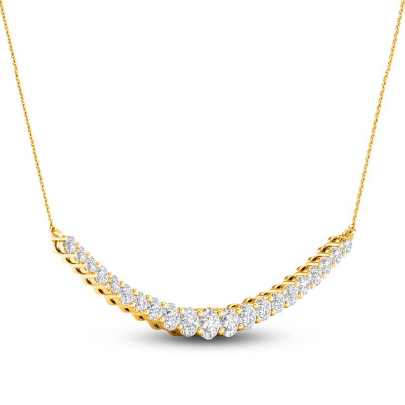 Main Image 2 of Lab-Grown Diamond Smile Necklace 2 ct tw Round 14K Yellow Gold 18"