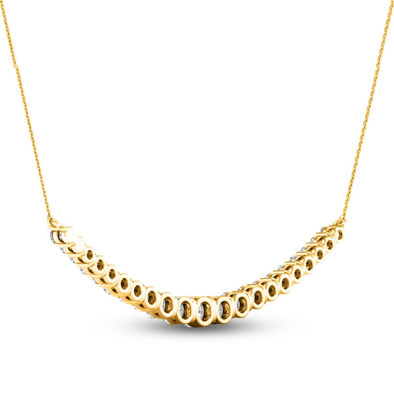 Main Image 3 of Lab-Grown Diamond Smile Necklace 2 ct tw Round 14K Yellow Gold 18"