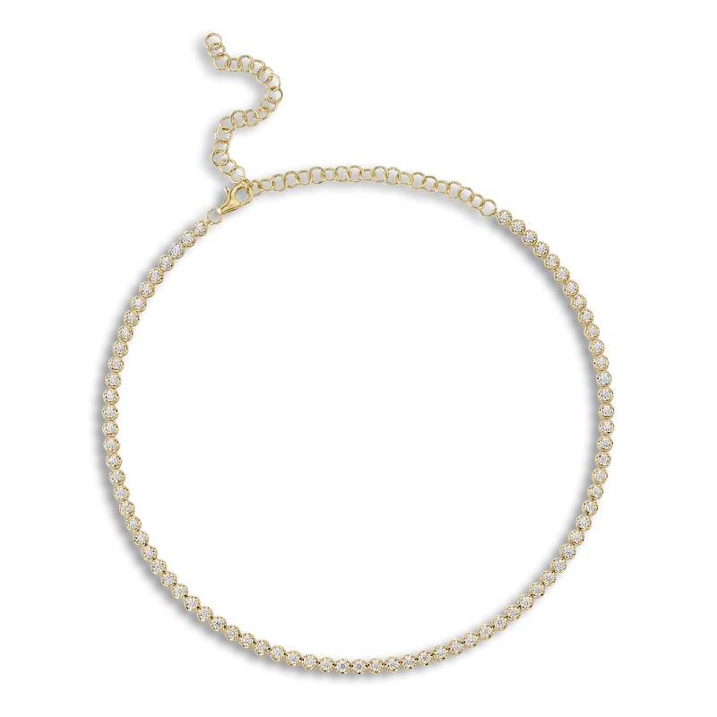 Shy Creation Diamond Tennis Necklace 1-7/8 ct tw Round 14K Yellow Gold 18" SC55024327V2