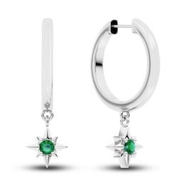 Juliette Maison Natural Emerald Starburst Drop Earrings 10K White Gold