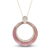 Thumbnail Image 1 of Natural Pink Opal Pendant Necklace 1/4 ct tw Diamonds 14K Yellow Gold 18"