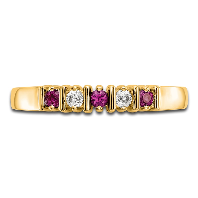 Main Image 3 of Natural Ruby Stackable Ring 1/15 ct tw Diamonds 14K Yellow Gold