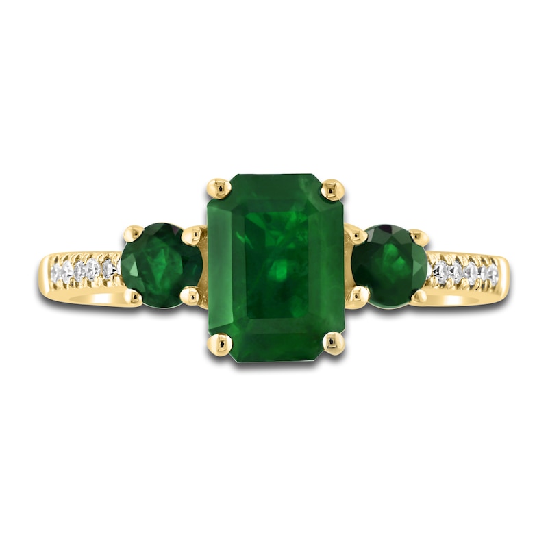 Main Image 3 of LALI Jewels Natural Emerald 3-Stone Engagement Ring 1/15 ct tw 14K Yellow Gold