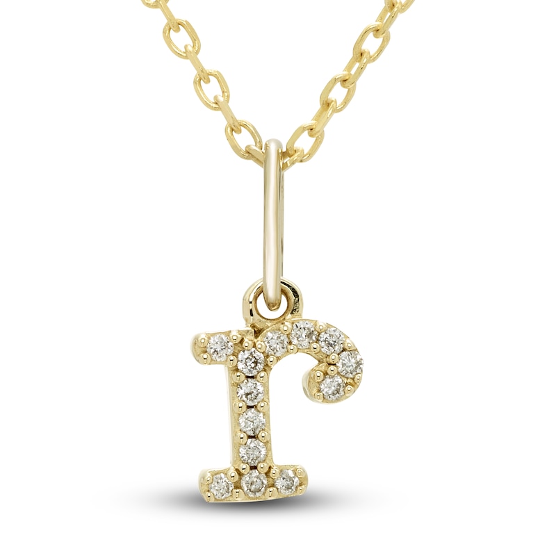 Main Image 1 of Diamond Initial R Pendant Necklace 1/20 ct tw Round 10K Yellow Gold 18"