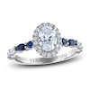 Thumbnail Image 0 of Vera Wang WISH Diamond & Blue Sapphire Engagement Ring 1 ct tw Oval/Round/ Emerald/Baguette 14K White Gold