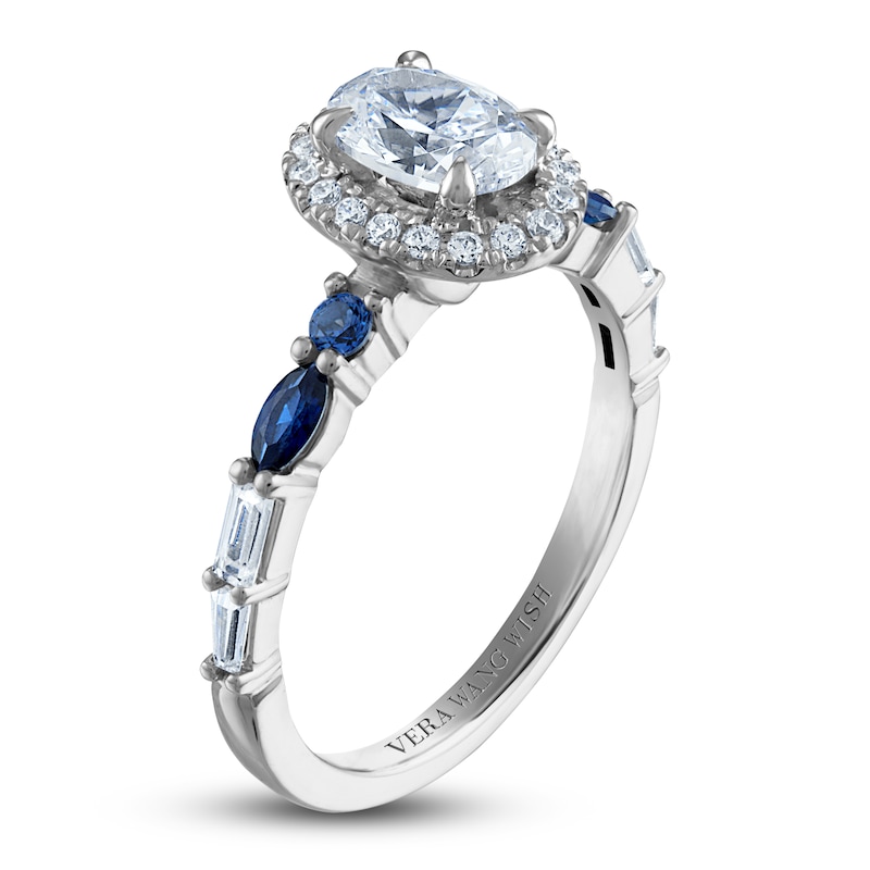 Vera Wang WISH Diamond & Blue Sapphire Engagement Ring 1 ct tw Oval/Round/ Emerald/Baguette 14K White Gold