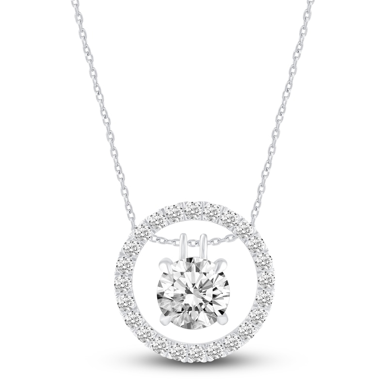 Certified Lab-Created Diamond Jacket Pendant Necklace 2 ct tw Round 14K White Gold 18"