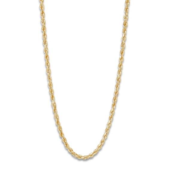 Solid Glitter Rope Necklace 14K Yellow Gold 22" 3.3mm