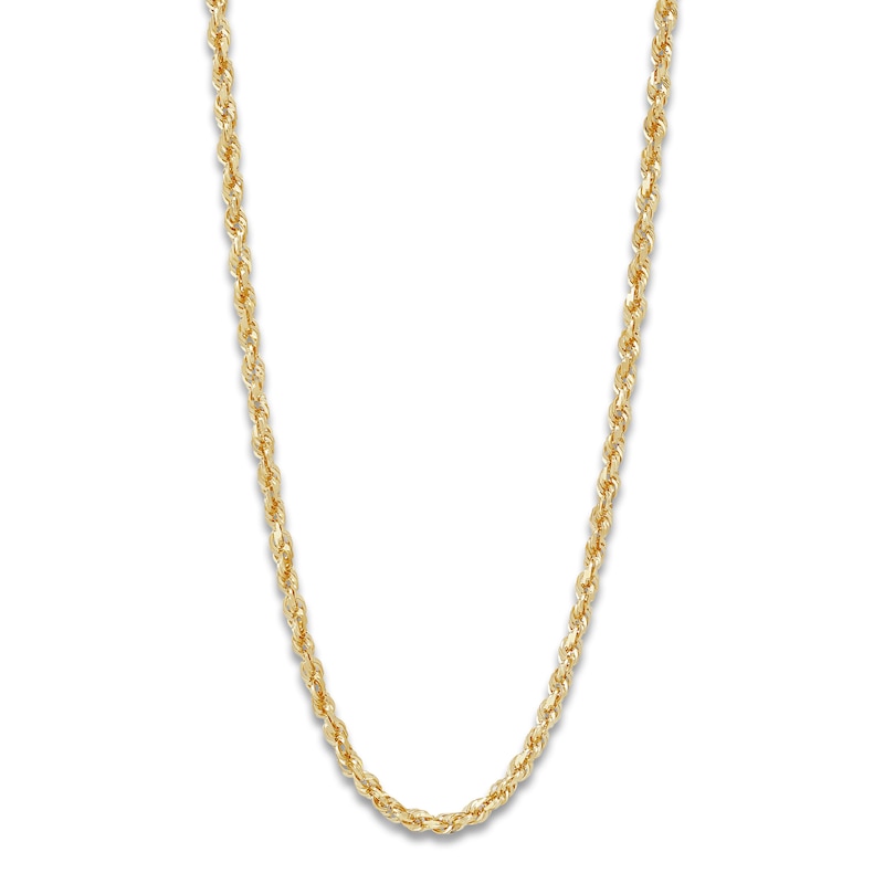 Solid Glitter Rope Necklace 14K Yellow Gold 22" 3.8mm