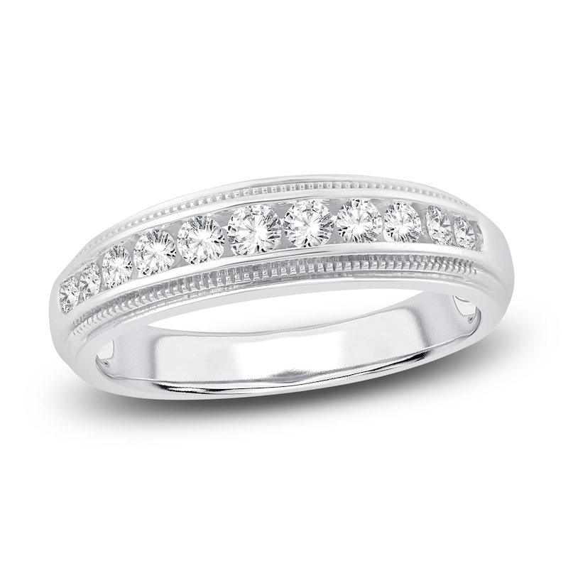 Men's Diamond Wedding Band 1/2 ct tw Round 14K White Gold