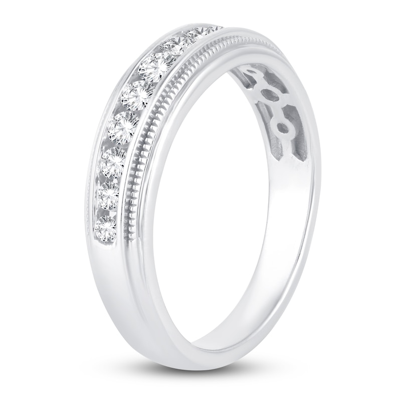 Main Image 2 of Men's Diamond Wedding Band 1/2 ct tw Round 14K White Gold