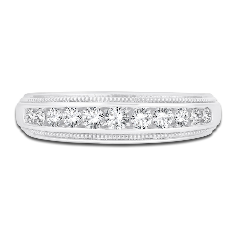 Main Image 3 of Men's Diamond Wedding Band 1/2 ct tw Round 14K White Gold