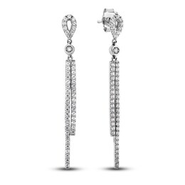 Diamond Bar Dangle Earrings 1/2 ct tw Round 14K White Gold