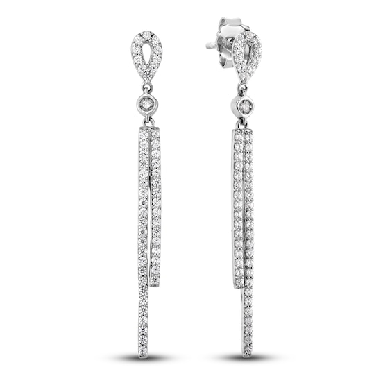 Diamond Bar Dangle Earrings 1/2 ct tw Round 14K White Gold