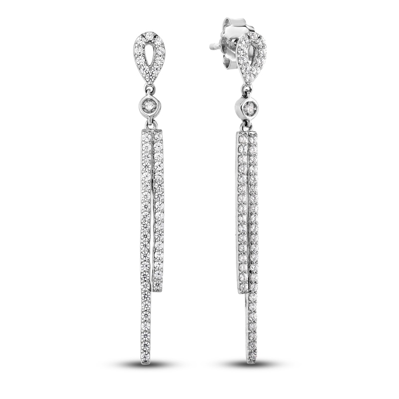 Main Image 1 of Diamond Bar Dangle Earrings 1/2 ct tw Round 14K White Gold