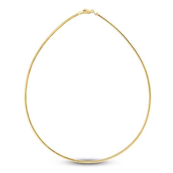 Solid Omega Chain Necklace 14K Yellow Gold 16" 2.0mm
