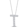 Thumbnail Image 1 of Diamond Accent Letter T Necklace Round 14K White Gold 18"