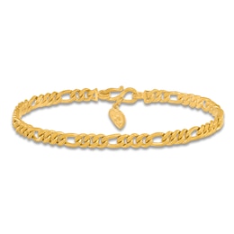 High-Polish Figaro Chain Bracelet 24K Yellow Gold 8" 4.8mm