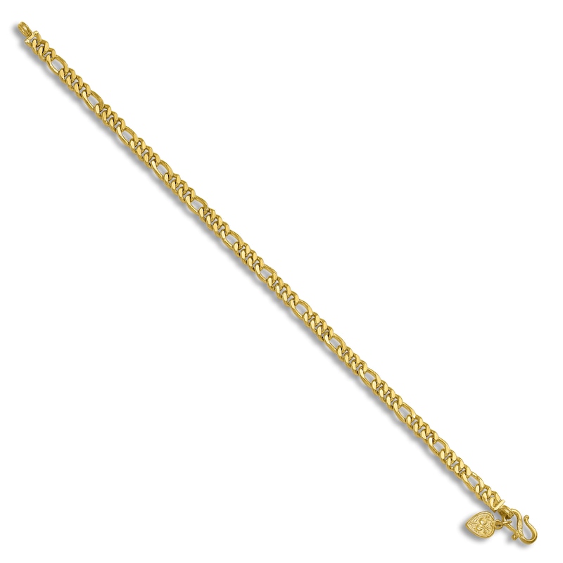 Main Image 2 of High-Polish Figaro Chain Bracelet 24K Yellow Gold 8" 4.8mm