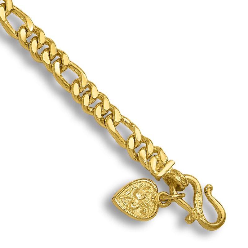 Main Image 3 of High-Polish Figaro Chain Bracelet 24K Yellow Gold 8" 4.8mm